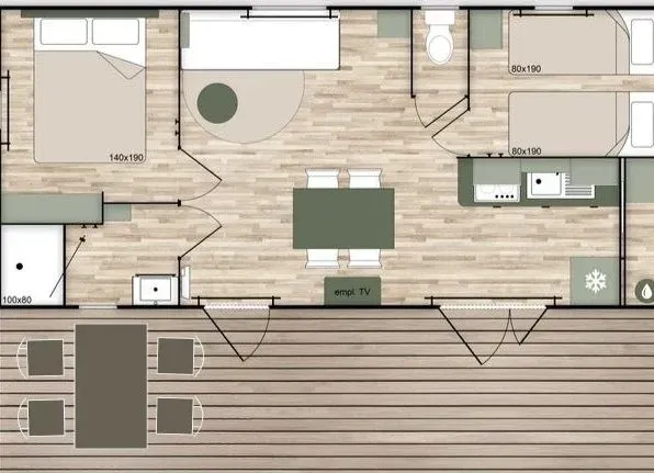 Mobil-home Terracotta Supérieur 2 Chambres (9)