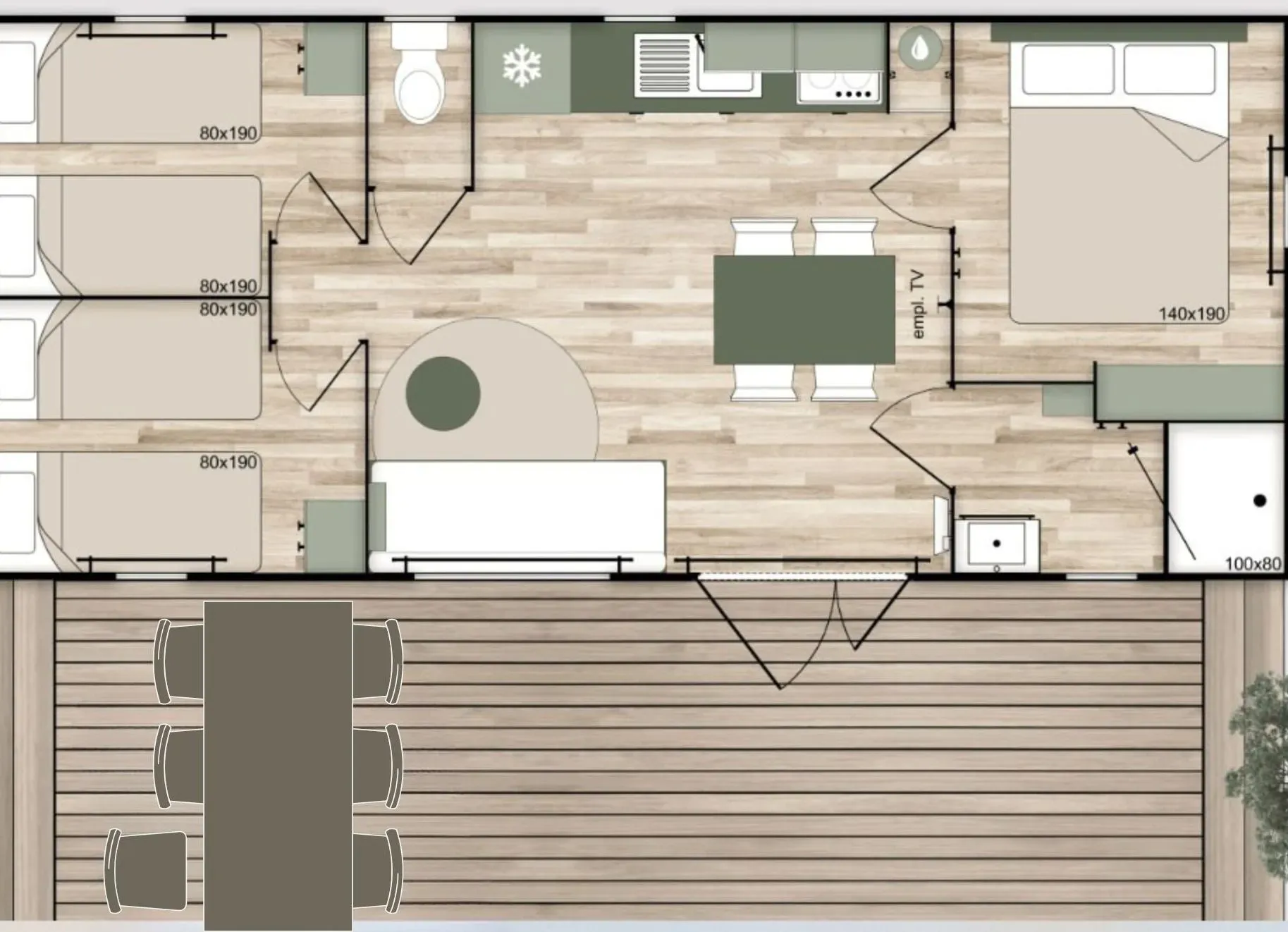 Mobil-home Luxe 3 chambres (9)